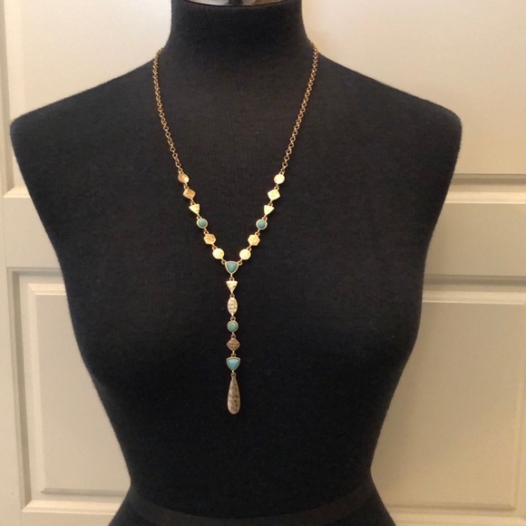 Cute turquoise- gold Necklace - Picture 7 of 8